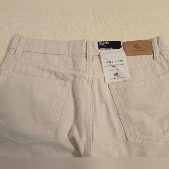 NWT Ralph Lauren Ladies Cream Relaxed Fit Tapered Mid Rise Jeans - Picture 9 of 11